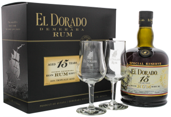 El Dorado Rum 15 years old speciale reserve + 2 glazen 0,7L 43%