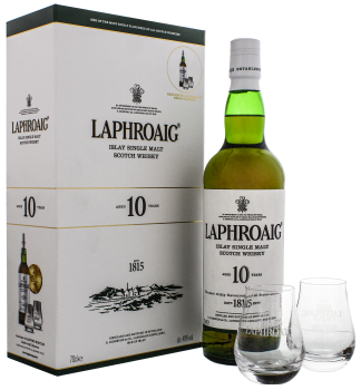 Laphroaig 10 years old Malt Whisky 0,7L + 2 glazen 40%