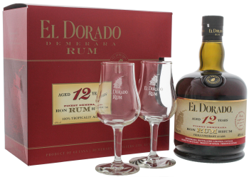 El Dorado Rum 12 years old + 2 glazen 0,7L 40%