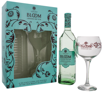 Bloom London dry handcrafted gin + Glas 0,7L 40%