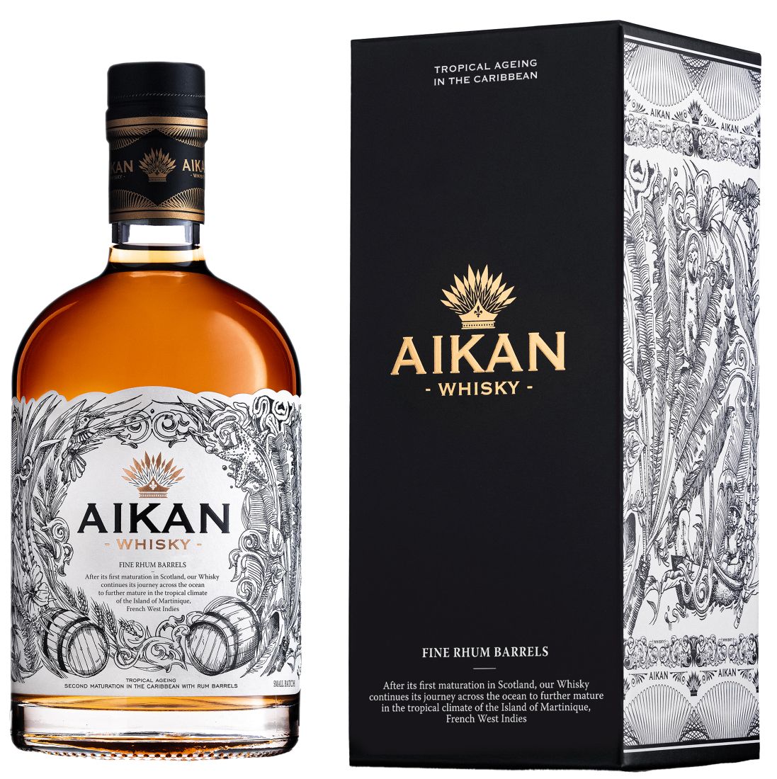 Aikan whisky fine rhum barrels small batch 0,5L 43% – Whisky met dubbele Frans-Caribische rijping