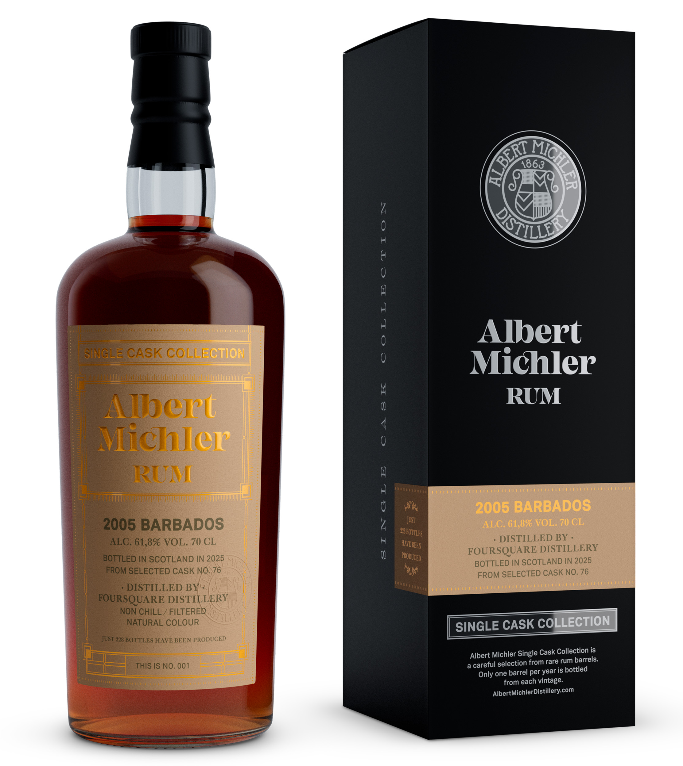 Albert Michler Single Cask Collection Rum Barbados vintage 2005 0,7L 61,8% – 20 jaar oude cask strength rum van Foursquare