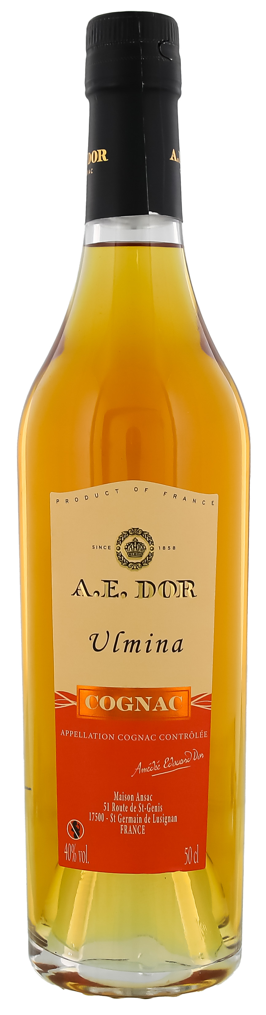 A.E. Dor Cognac Ulmina 0,5L 40% – Franse cognac zonder kleurstof